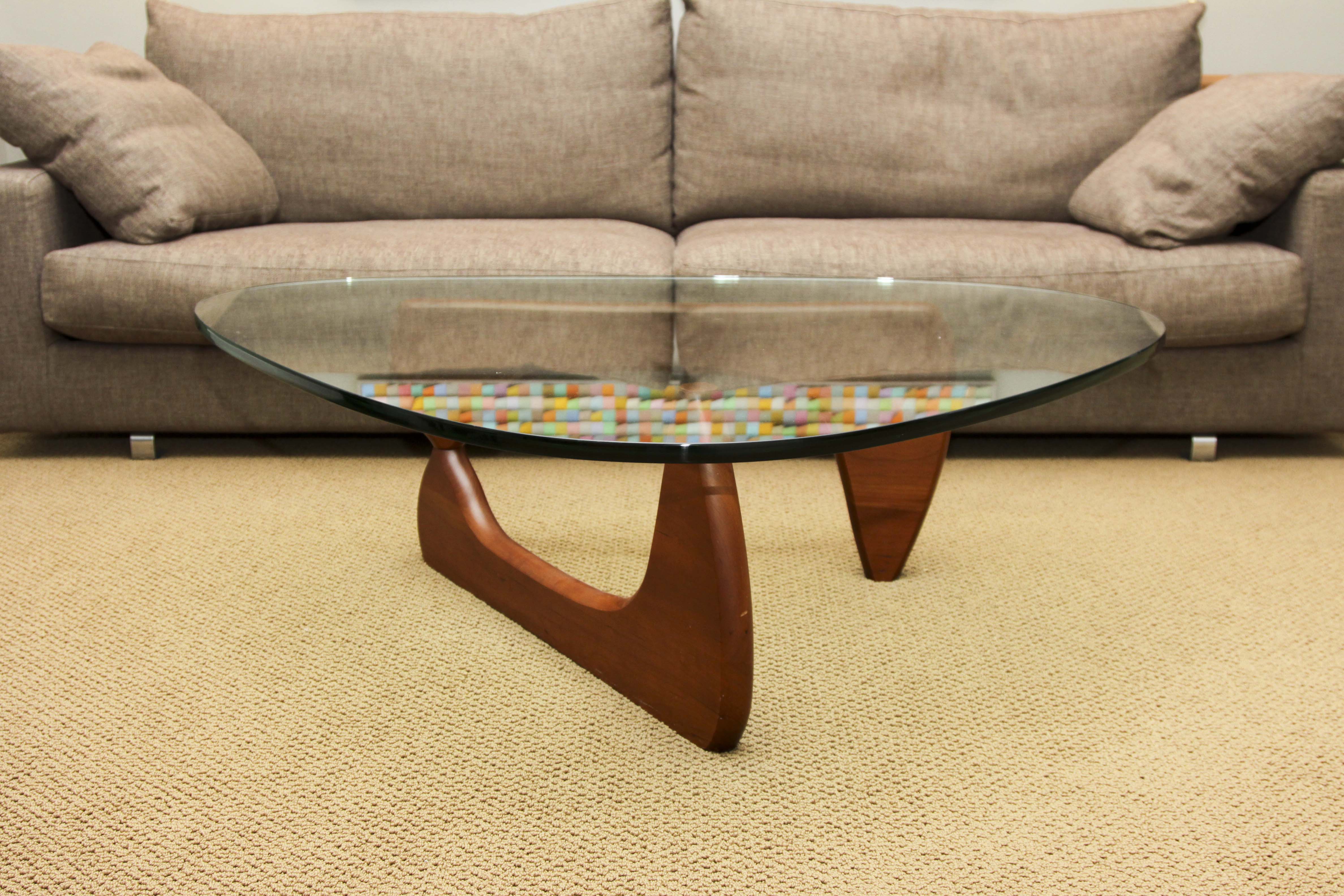 Noguchi Glass and Wood Coffee Table