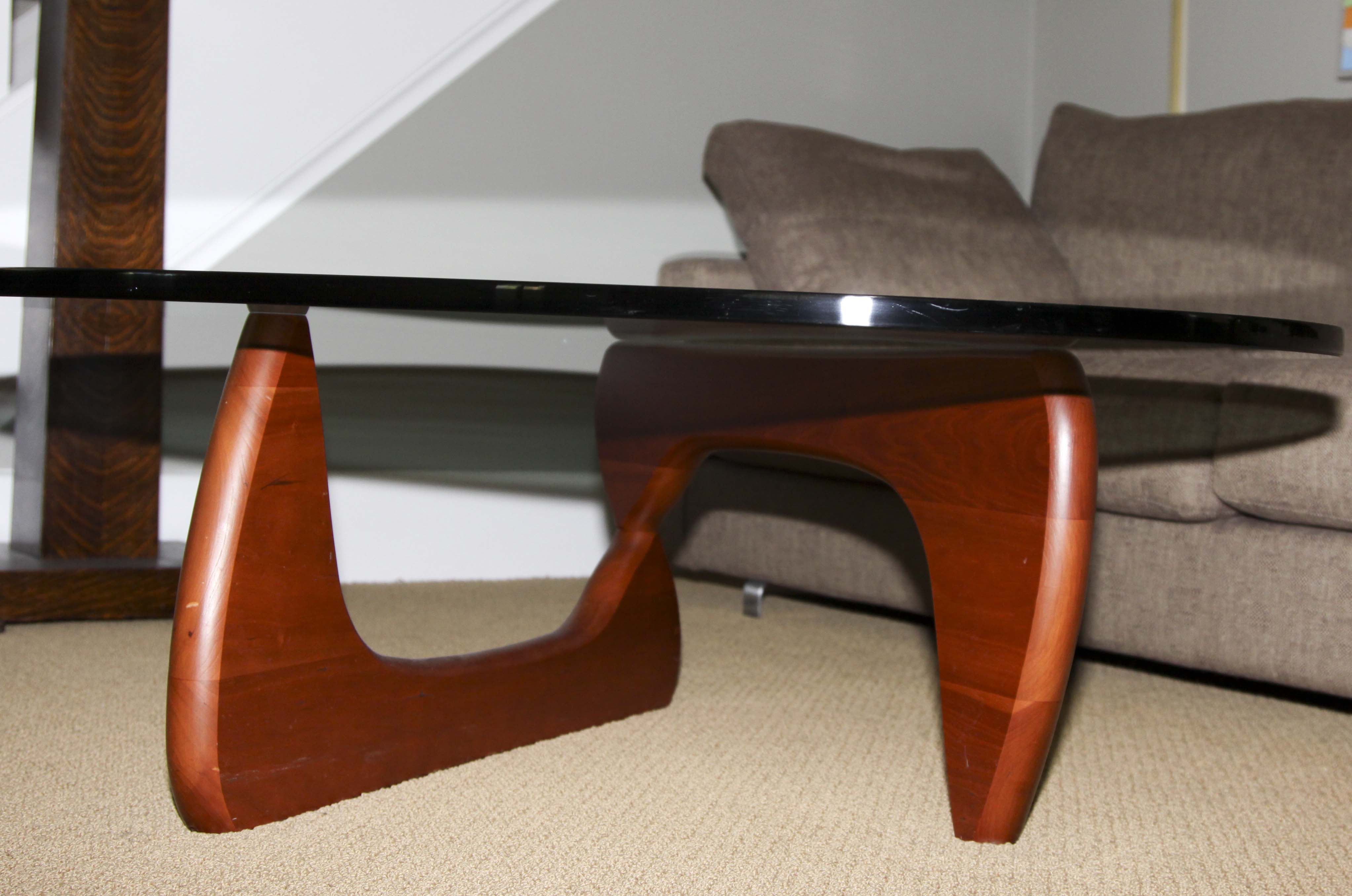 Noguchi Glass and Wood Coffee Table