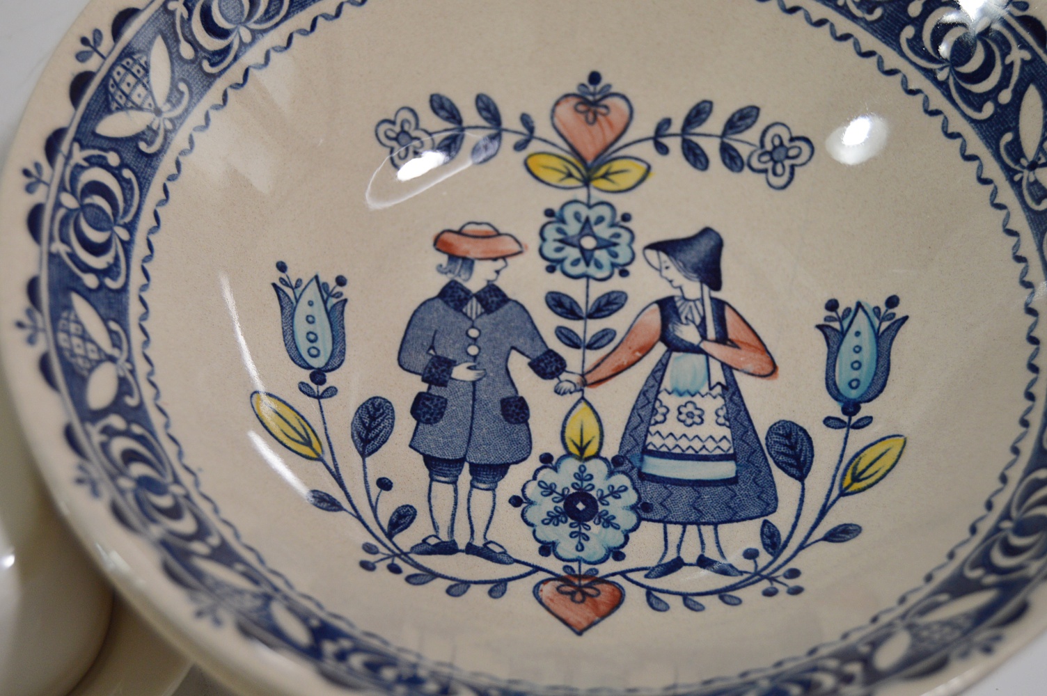 Blue and White China and Corning Ware Coffee Pot