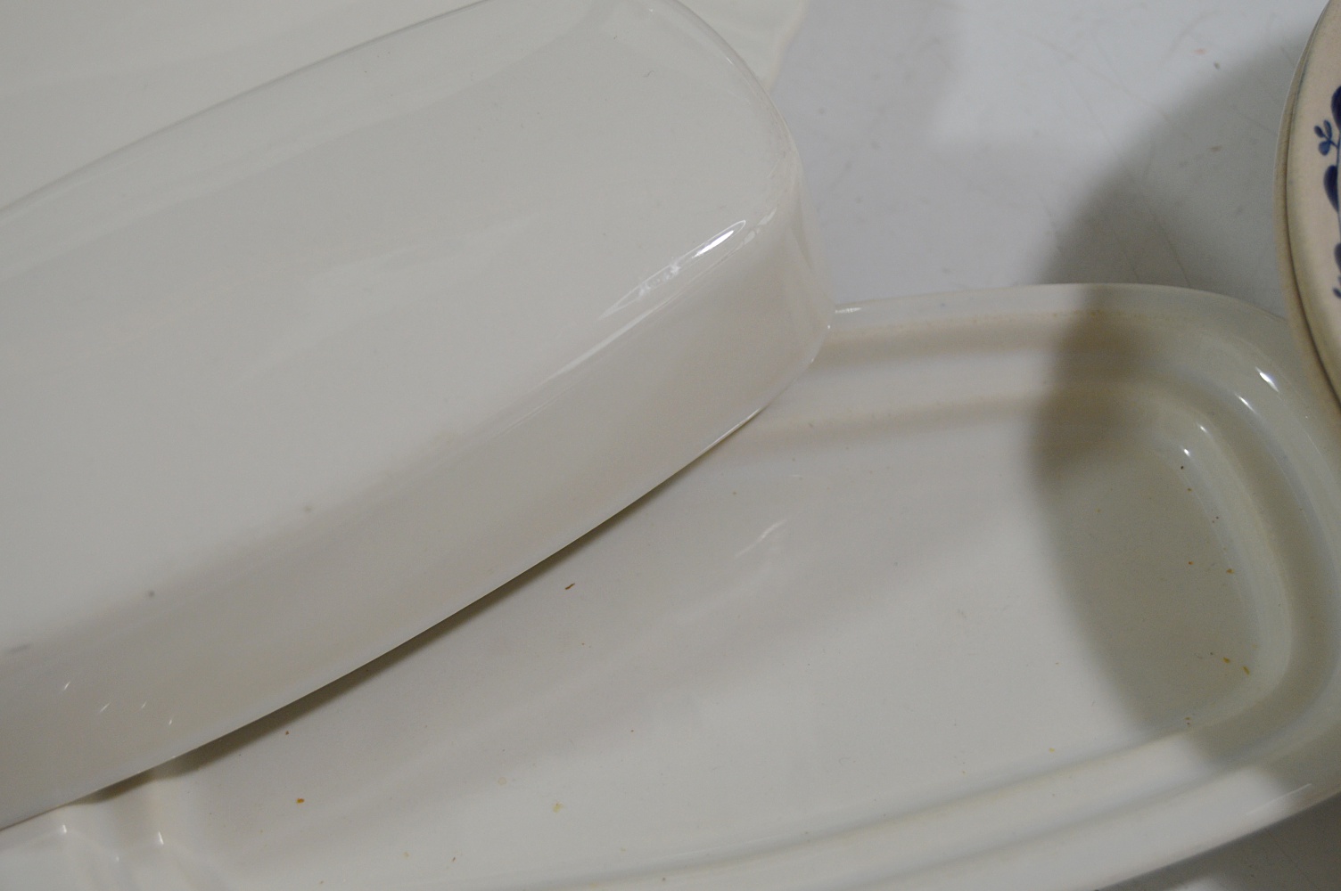 Blue and White China and Corning Ware Coffee Pot