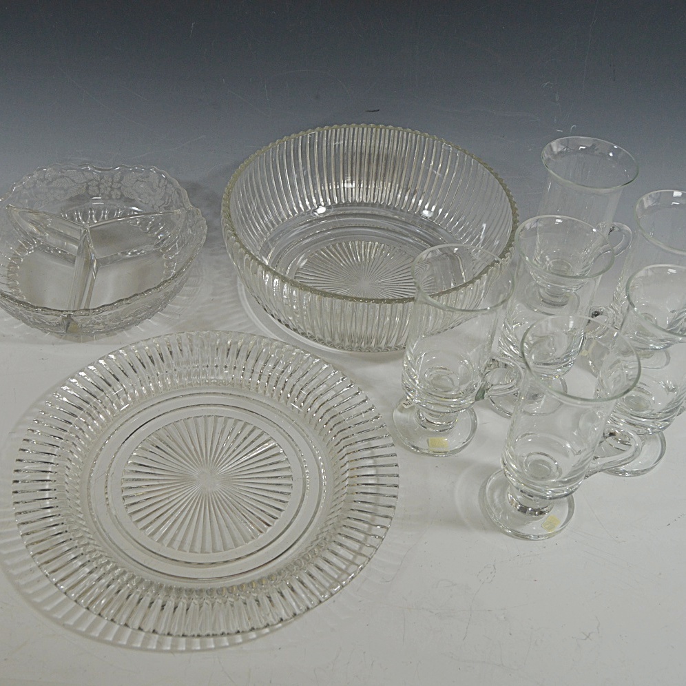 Pressed Glass with Crystal Irish Coffee Set