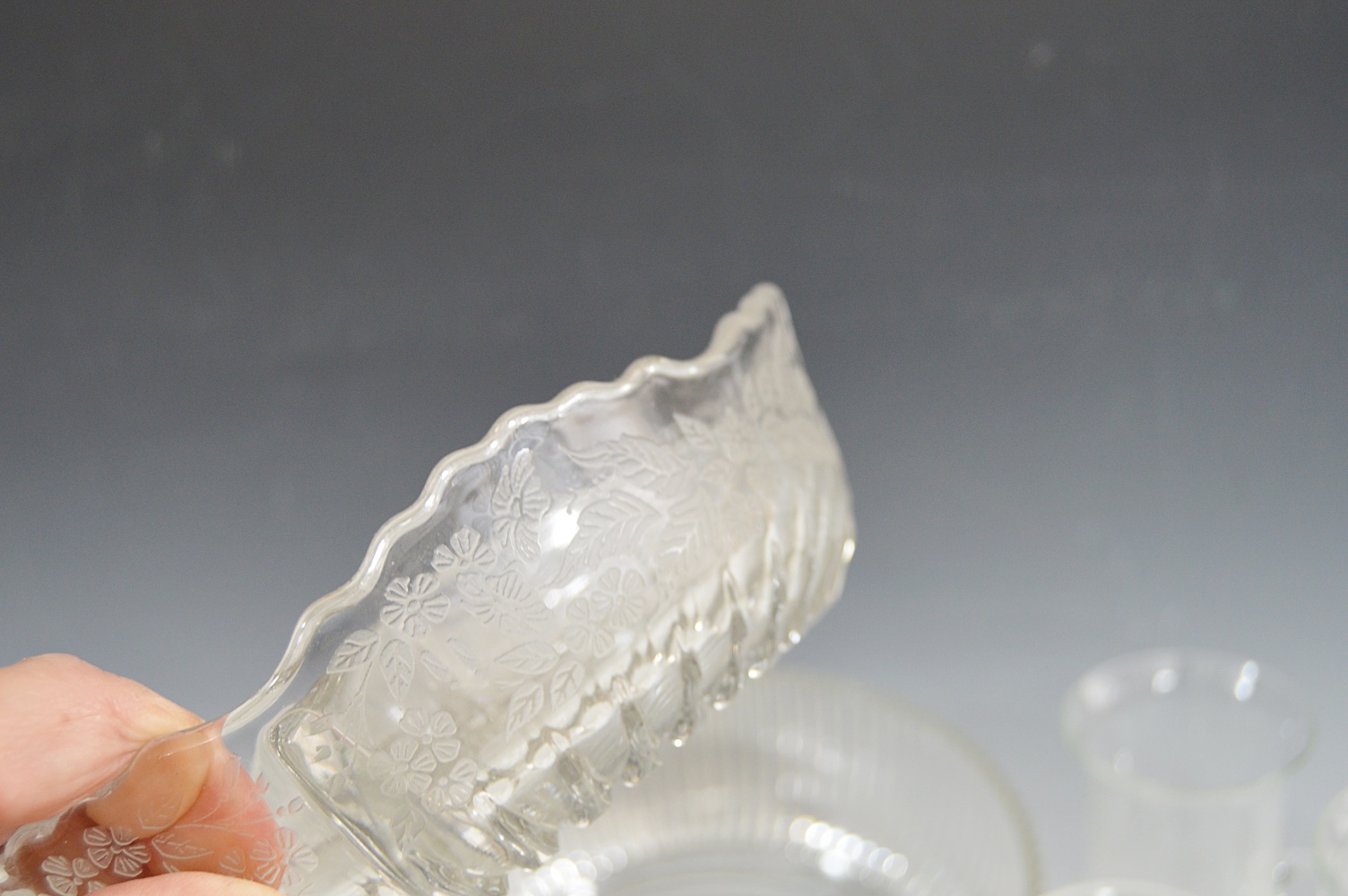 Pressed Glass with Crystal Irish Coffee Set