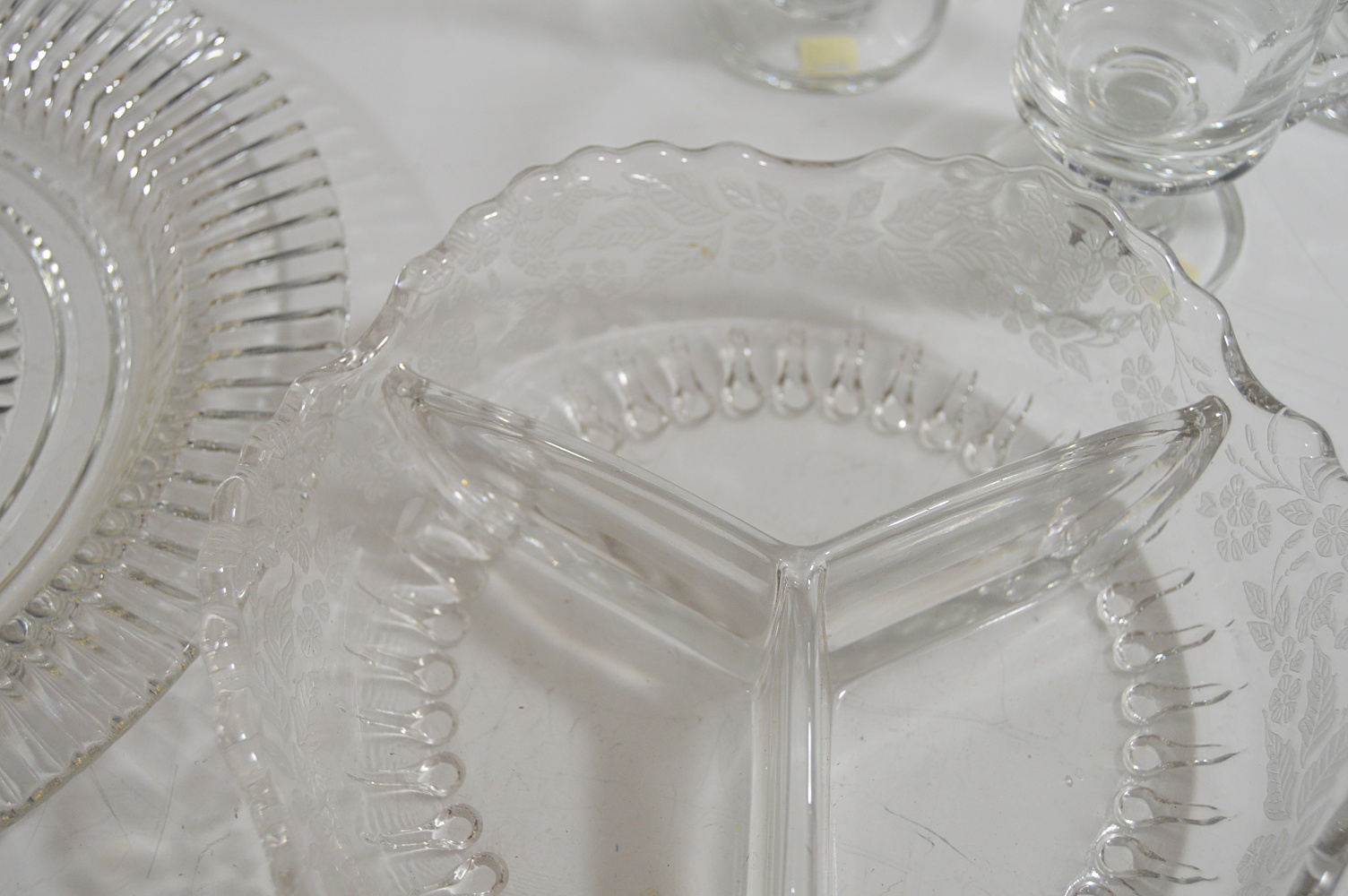 Pressed Glass with Crystal Irish Coffee Set