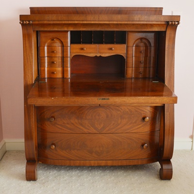 Antique Walnut Veneer Secretary