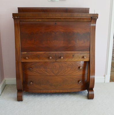 Antique Walnut Veneer Secretary