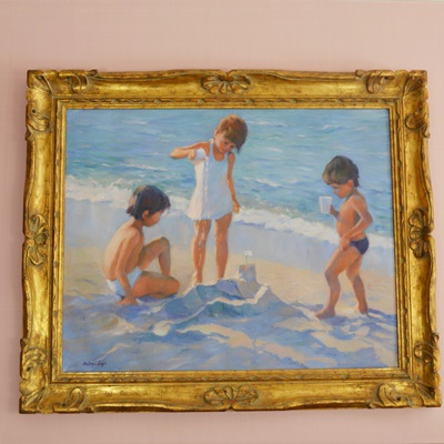 Andrea Gaye "Filling the Moat" Original Figurative Oil Painting