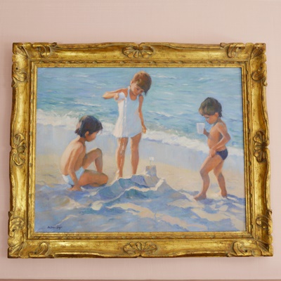 Andrea Gaye "Filling the Moat" Original Figurative Oil Painting