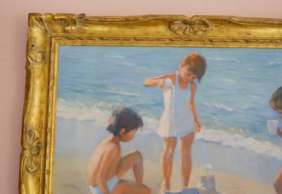 Andrea Gaye "Filling the Moat" Original Figurative Oil Painting