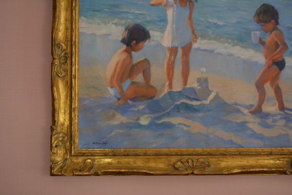 Andrea Gaye "Filling the Moat" Original Figurative Oil Painting