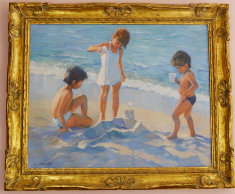 Andrea Gaye "Filling the Moat" Original Figurative Oil Painting