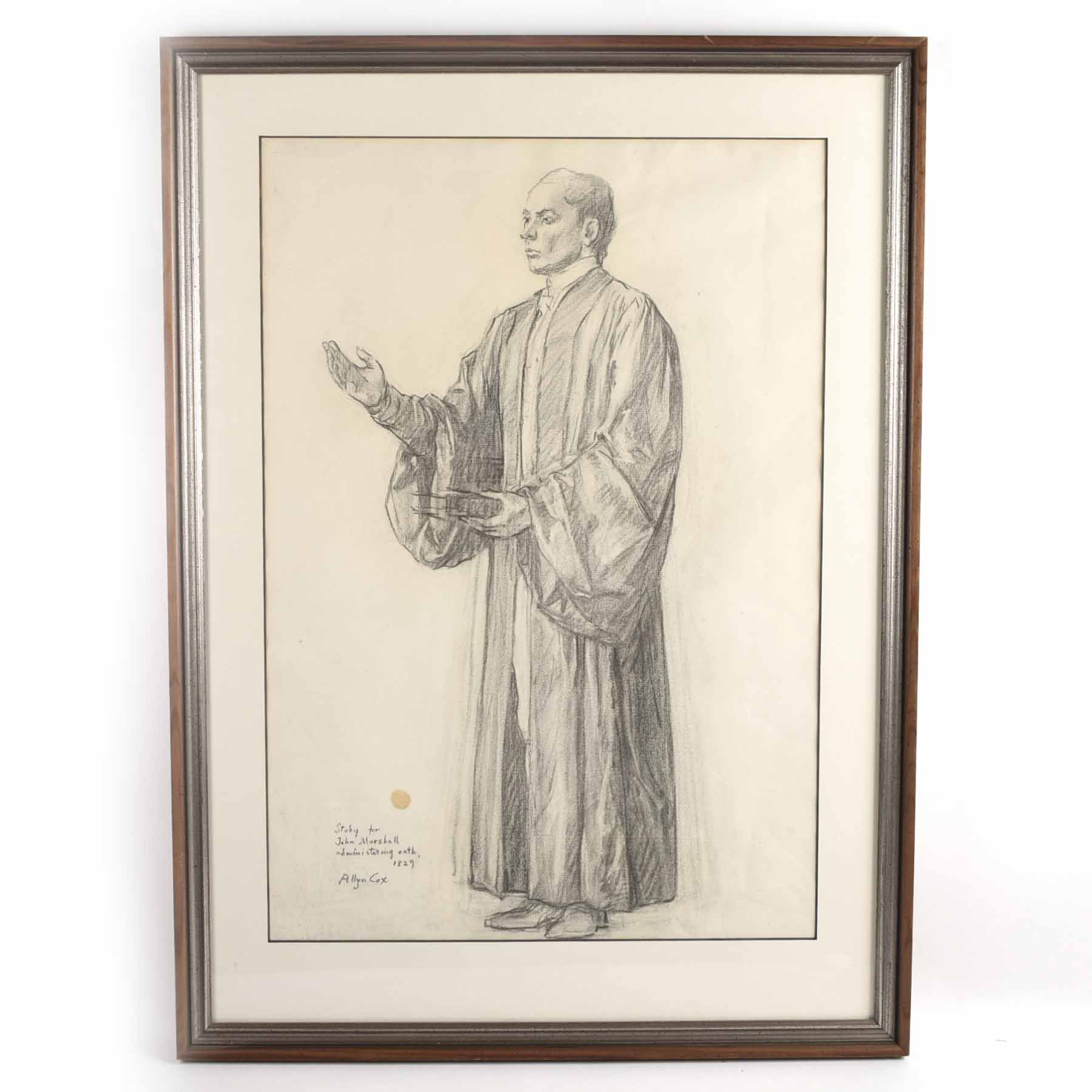 Allyn Cox Original Signed Working Sketch for US Capitol Mural