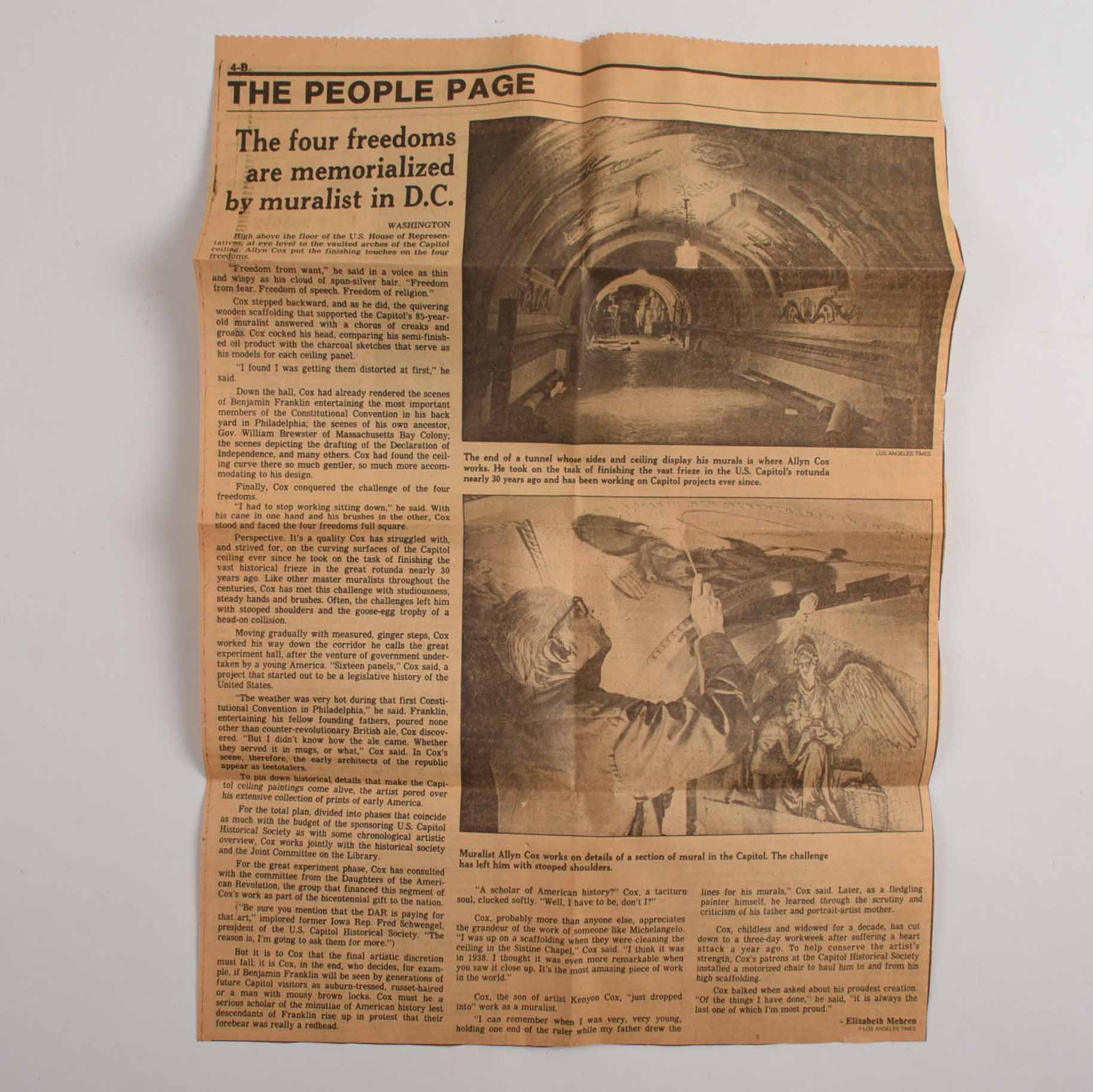 Allyn Cox Original Signed Working Sketch for US Capitol Mural