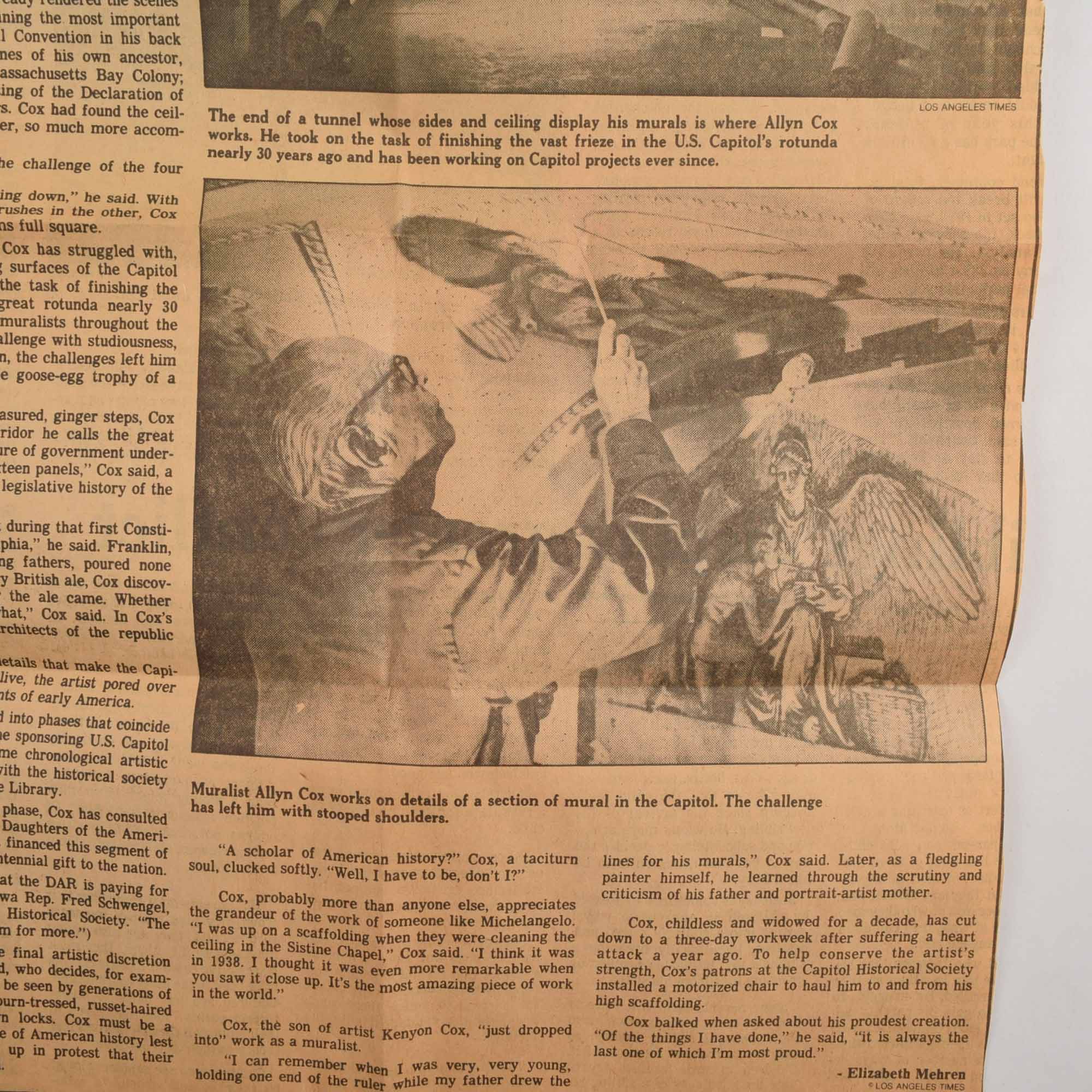 Allyn Cox Original Signed Working Sketch for US Capitol Mural