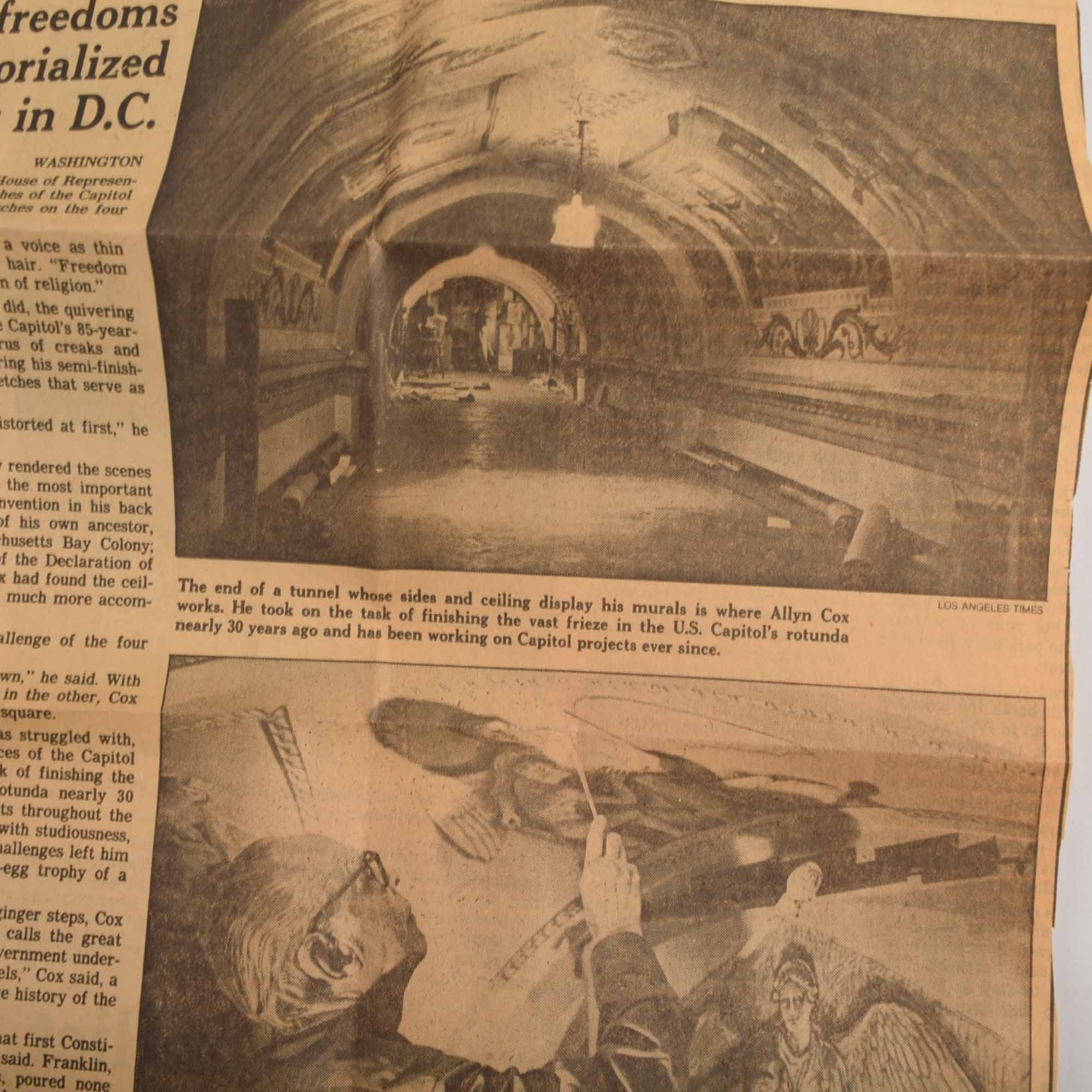 Allyn Cox Original Signed Working Sketch for US Capitol Mural