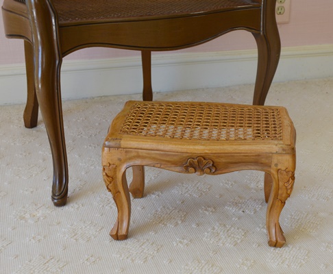 Cane Armchair and Footstool