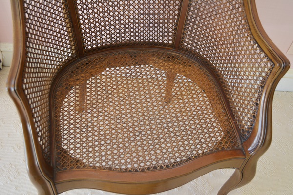 Cane Armchair and Footstool