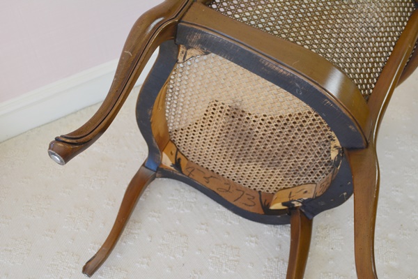 Cane Armchair and Footstool