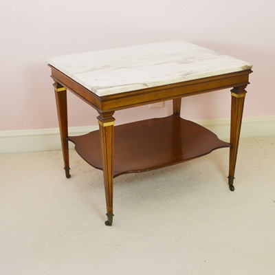 Regency Style Marble Top Fruitwood Side Table