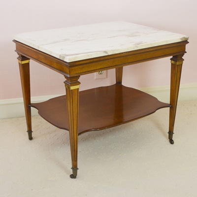 Regency Style Marble Top Fruitwood Side Table