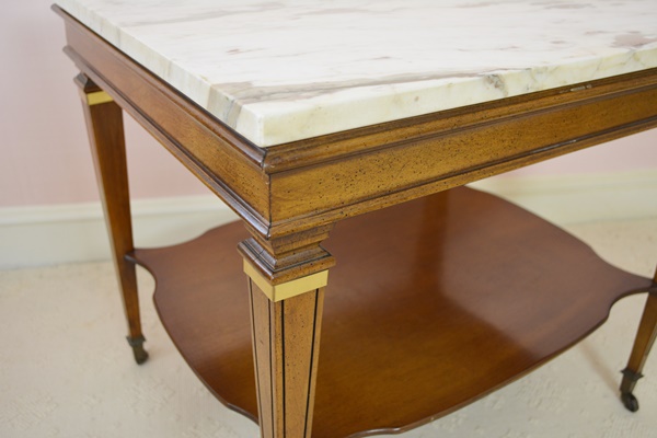 Regency Style Marble Top Fruitwood Side Table