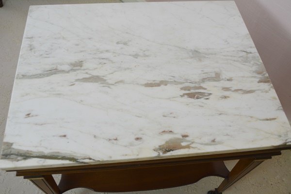 Regency Style Marble Top Fruitwood Side Table