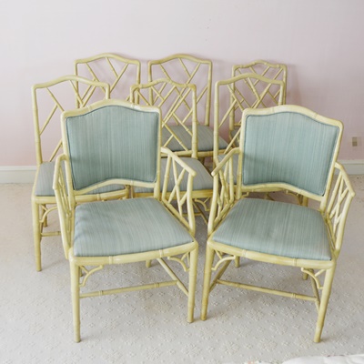 Eight Bamboo Style Dining Chairs