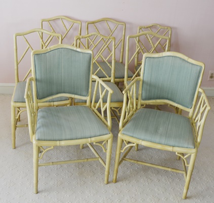 Eight Bamboo Style Dining Chairs
