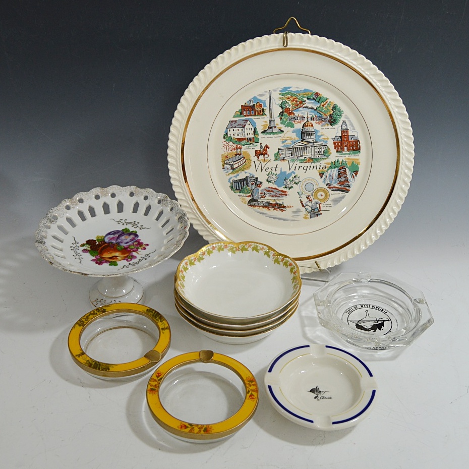 Vintage Souvenir China with Chessie Ashtray and Limoges Bowls