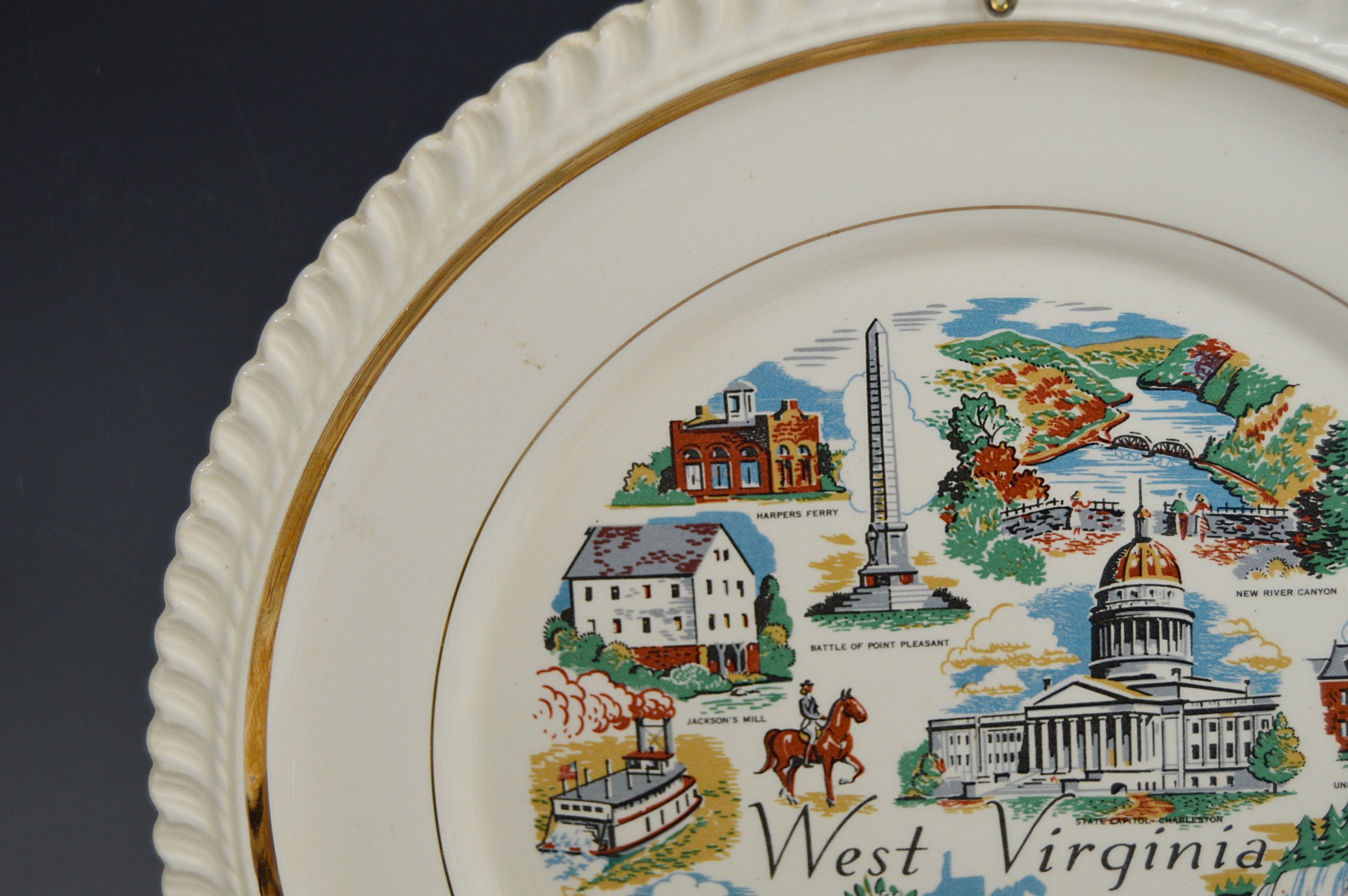 Vintage Souvenir China with Chessie Ashtray and Limoges Bowls