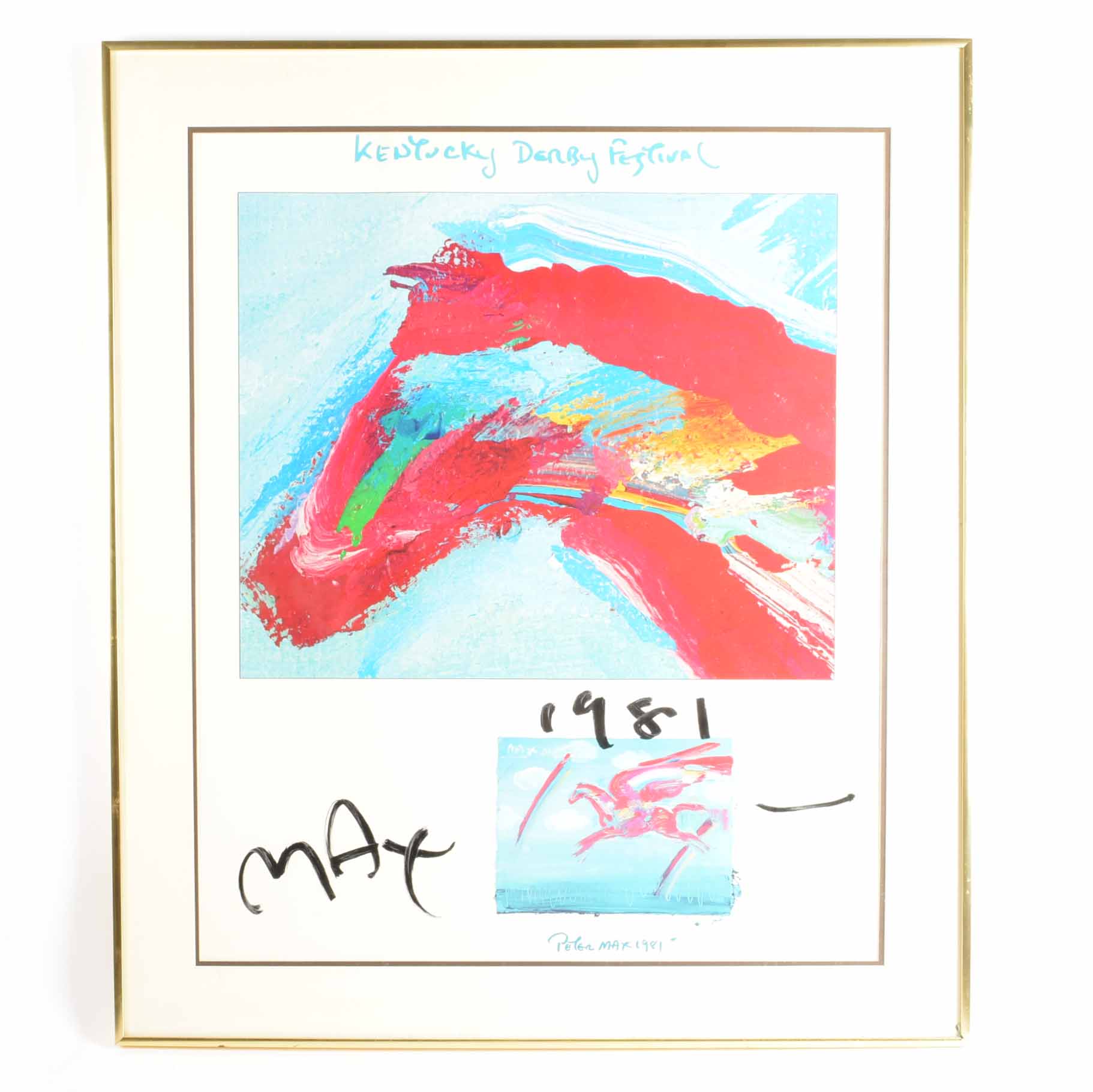 Signed Peter Max 1981 Kentucky Derby Festival Poster