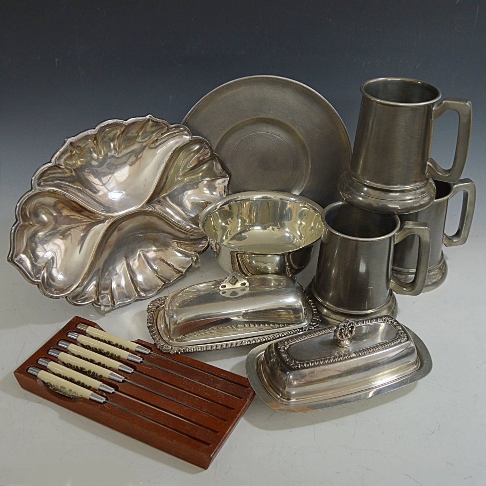 Selection of Pewter and Silver Plated Pieces