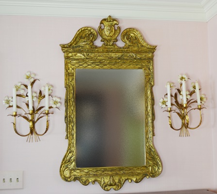 Ornate Gold Tone Painted Wall Mirror