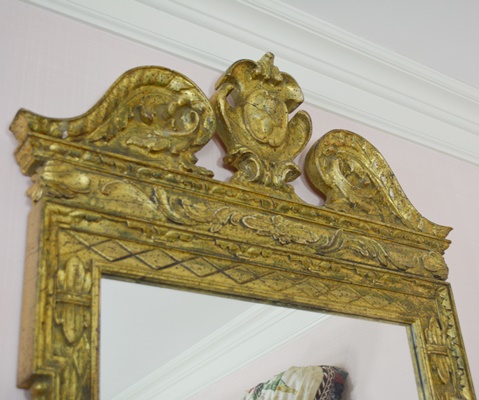 Ornate Gold Tone Painted Wall Mirror