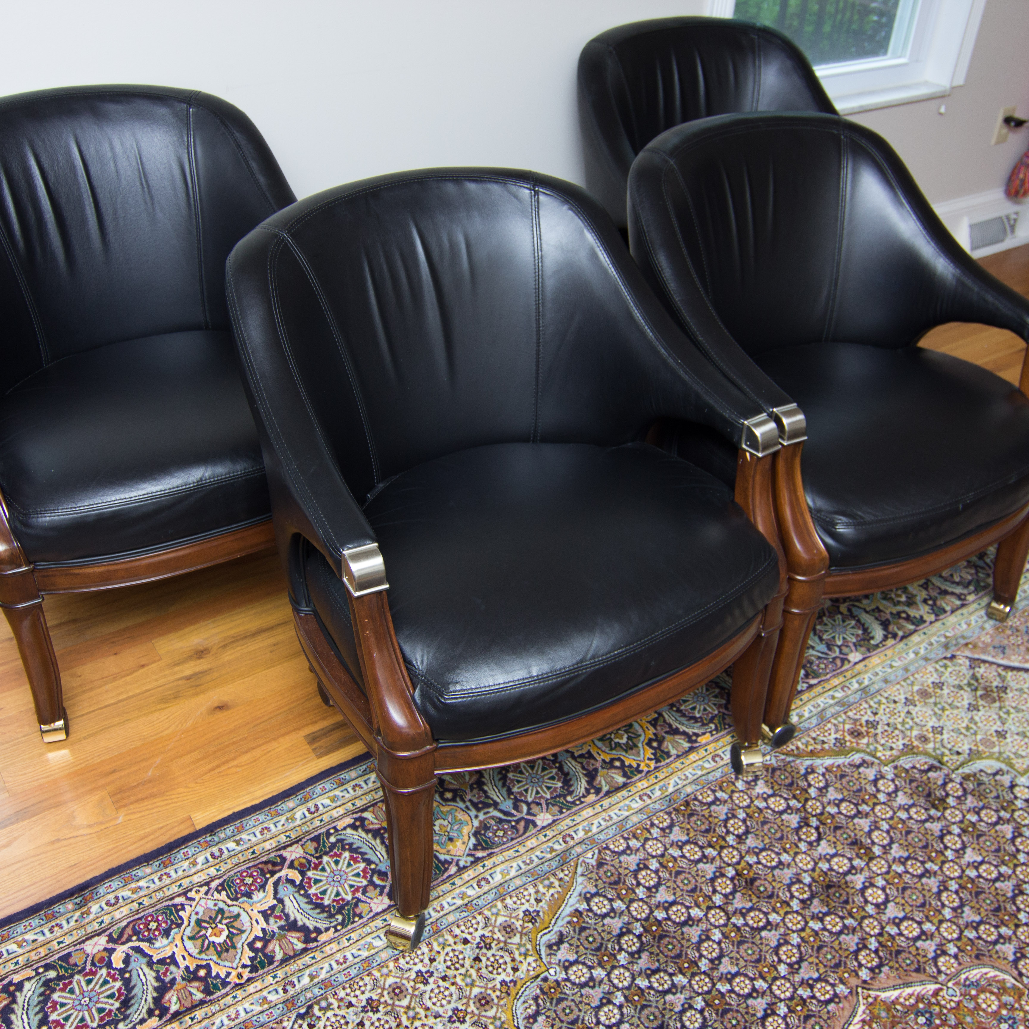 Thomasville Leather Armchairs on Wheels
