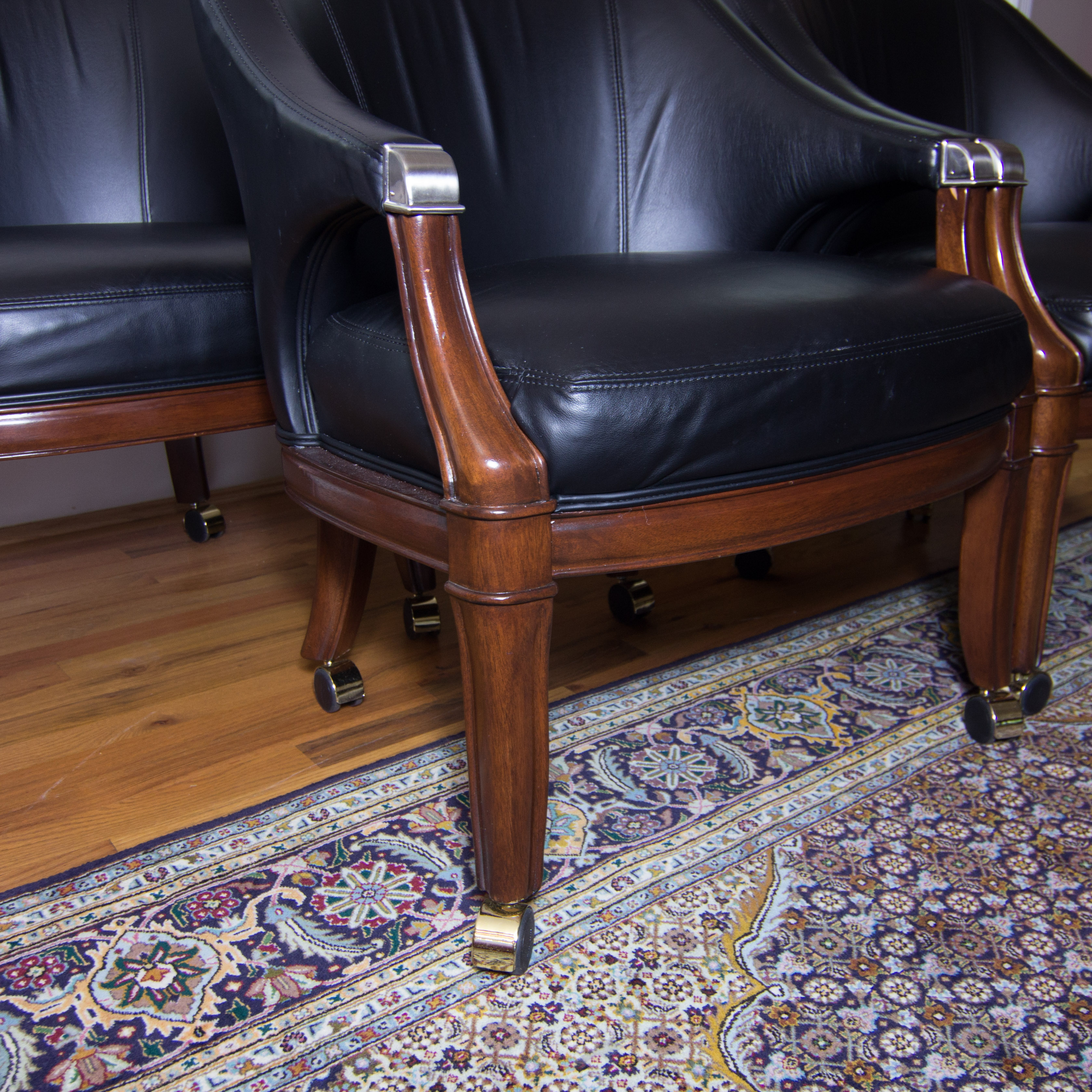 Thomasville Leather Armchairs on Wheels