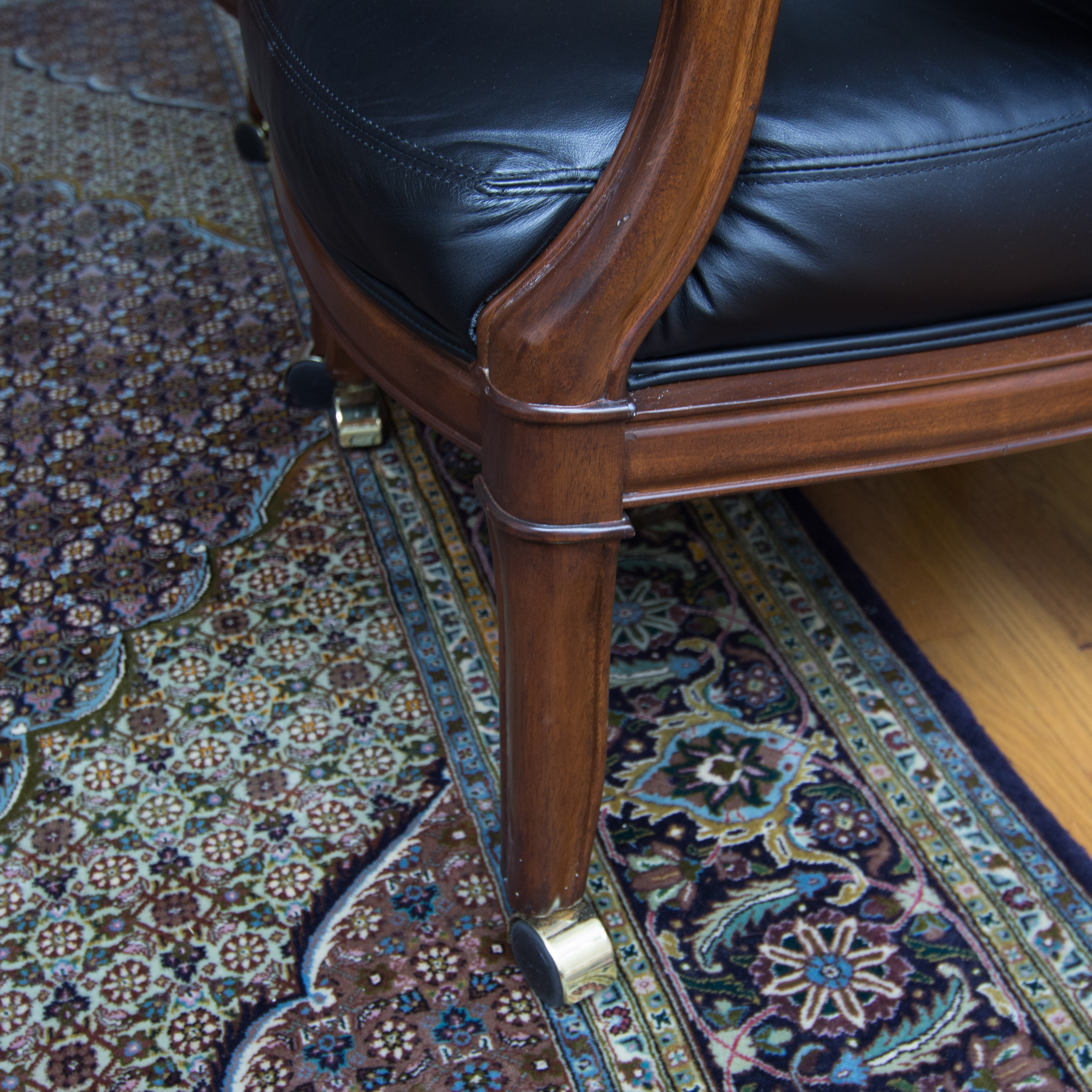 Thomasville Leather Armchairs on Wheels