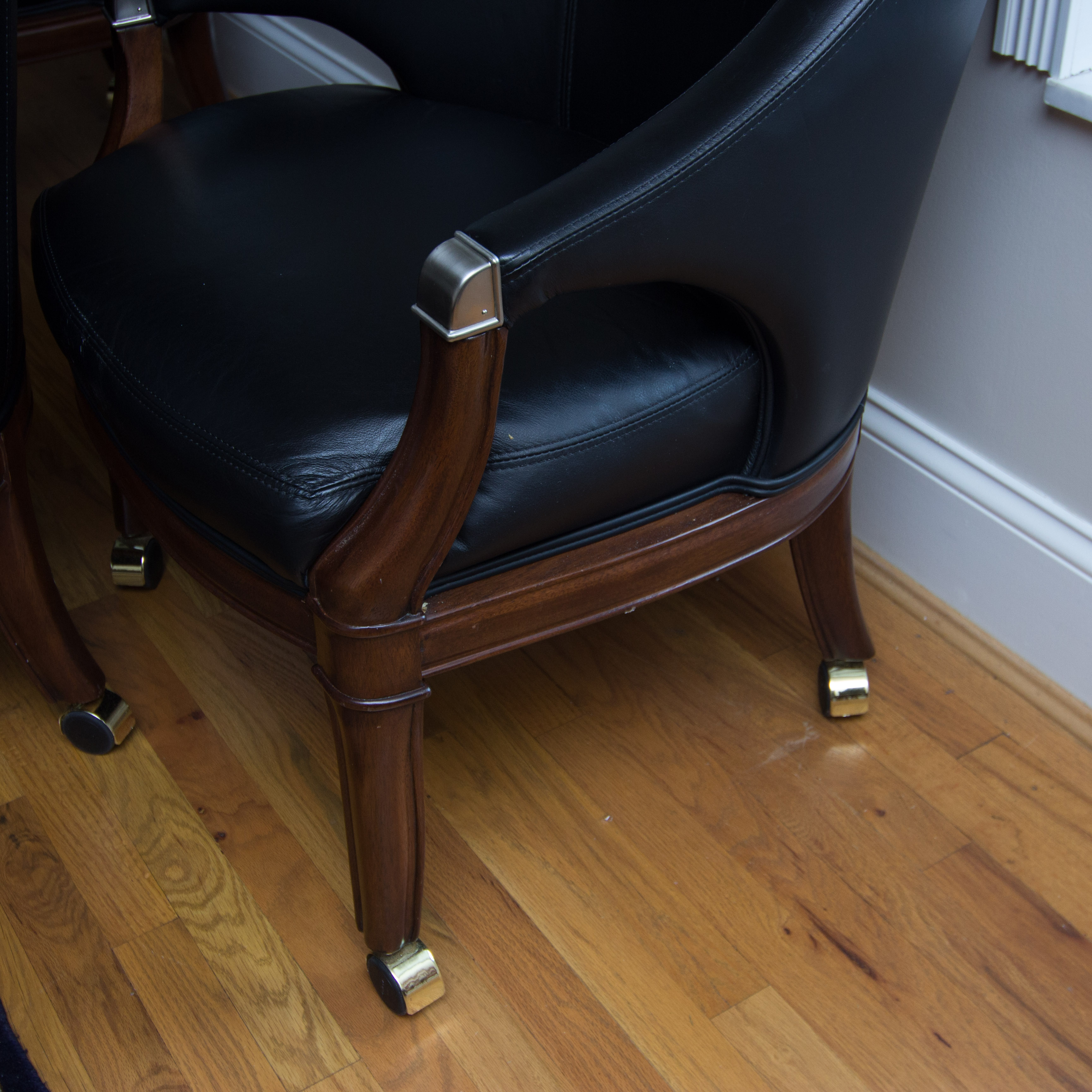 Thomasville Leather Armchairs on Wheels