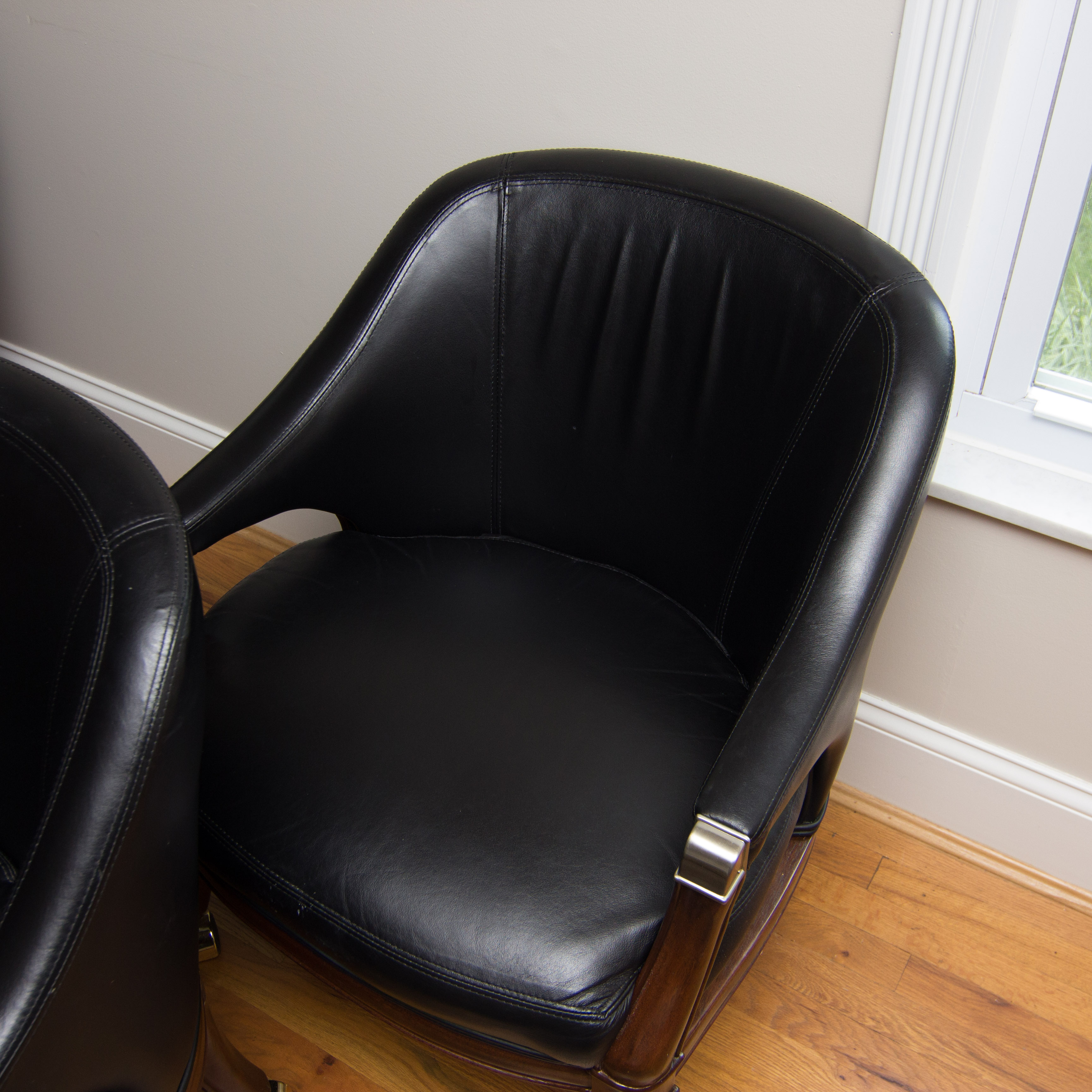 Thomasville Leather Armchairs on Wheels