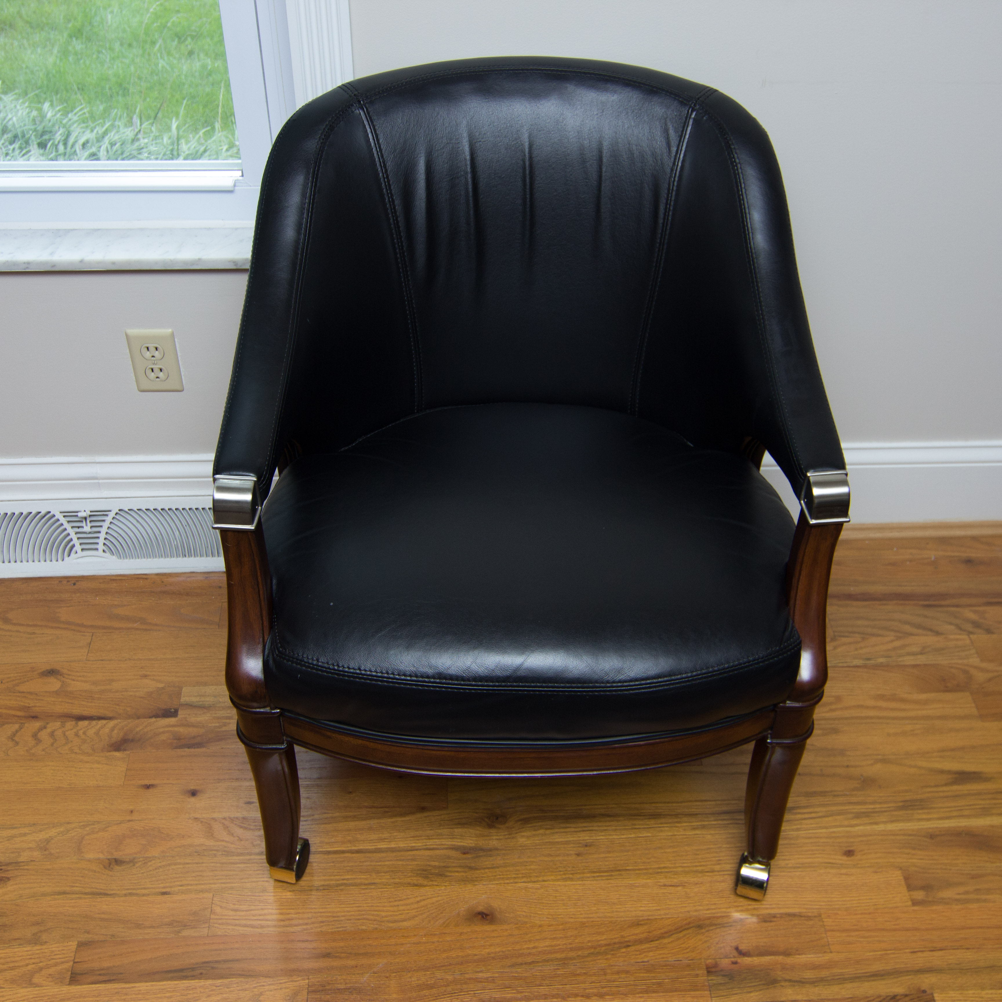 Thomasville Leather Armchairs on Wheels