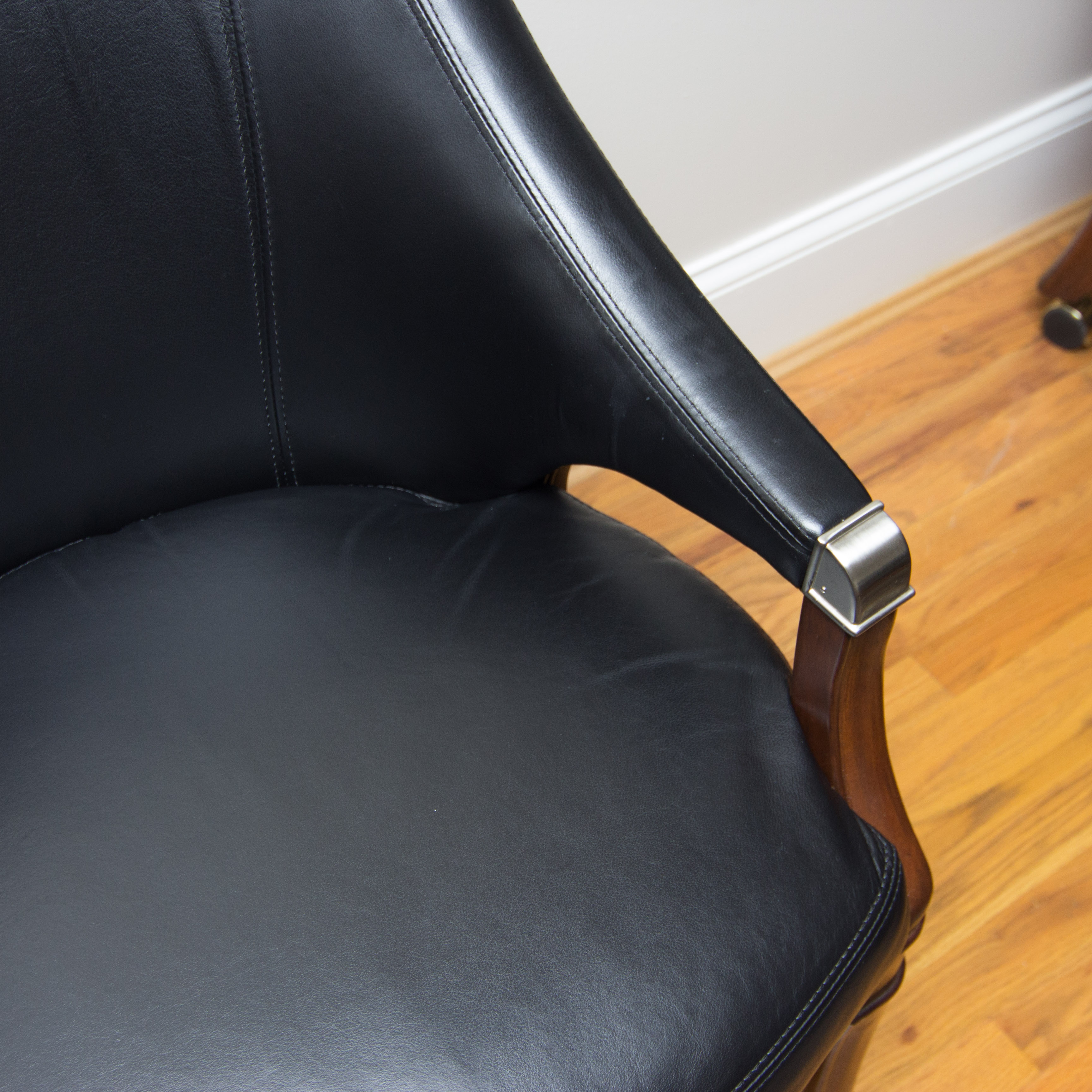 Thomasville Leather Armchairs on Wheels