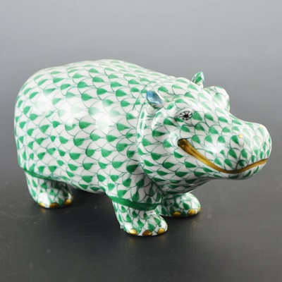 Herend Hippopotamus Porcelain Figurine