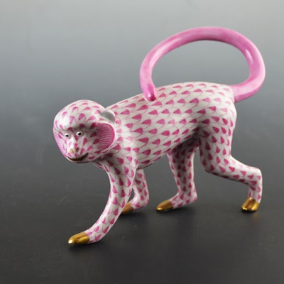 Herend Walking Monkey Porcelain Figurine