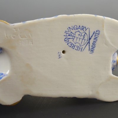 Herend Cat With Ball Porcelain Figurine