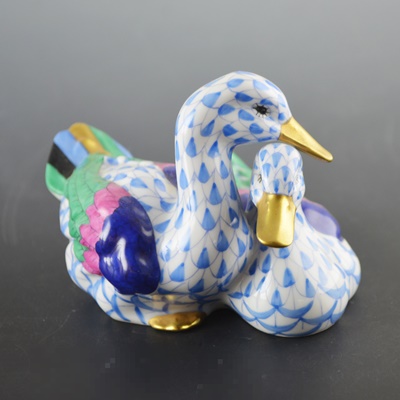 Herend Pair of Ducks Porcelain Figurine