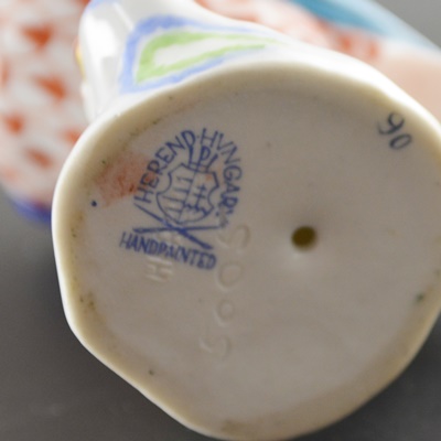 Pair of Herend Sitting Parrot Porcelain Figurines