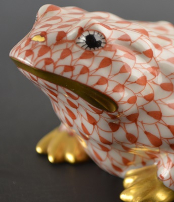 Herend Frog and Herend Frog On Ball Porcelain Figurines