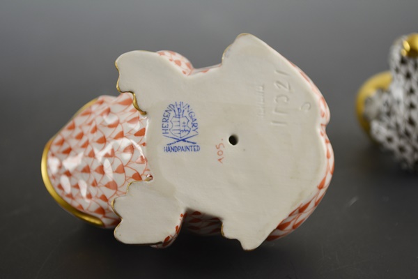 Herend Frog and Herend Frog On Ball Porcelain Figurines