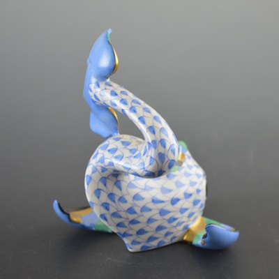 Herend Dolphin With Tail Up Porcelain Figurine