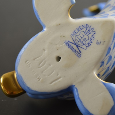 Herend Dolphin With Tail Up Porcelain Figurine