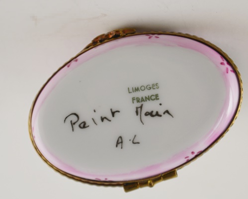 Limoges Sleeping Cat Porcelain Trinket Box